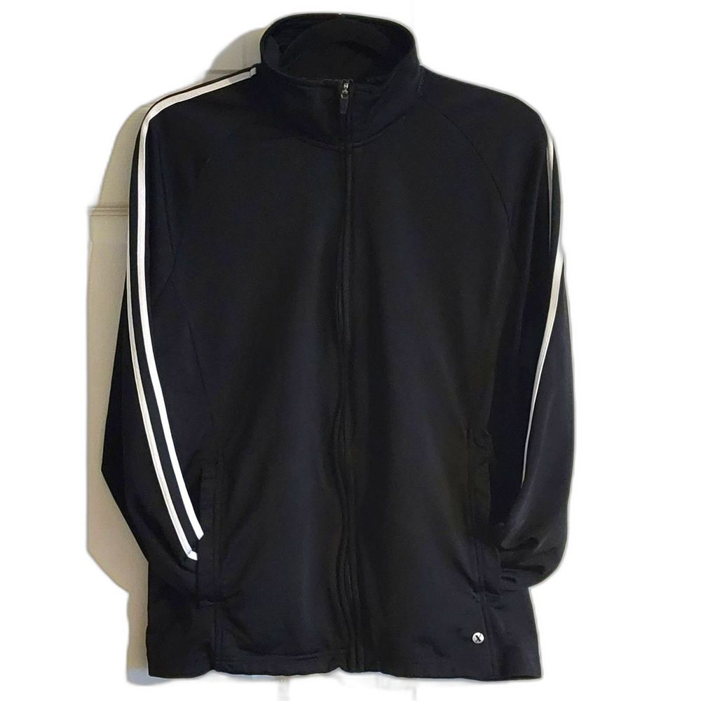 Xersion Men's Large Quick Dry Black White Full‎ Front Zip Pockets Pre-Owned